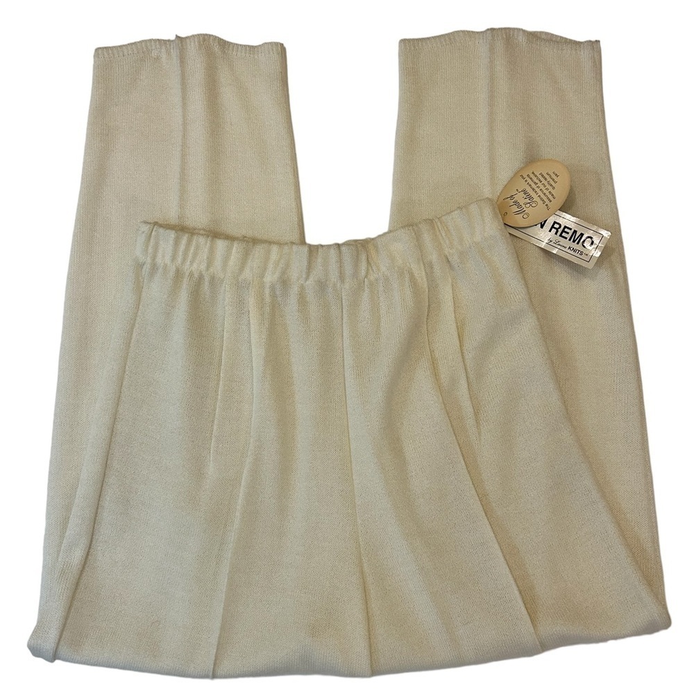 Vintage San Remo Winter White Cream Knit Pull On Pants Size Large NWT